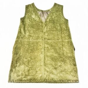 ASTR Velvet Olive Green Sleeveless Faux Suede V-Neck Dress Size L